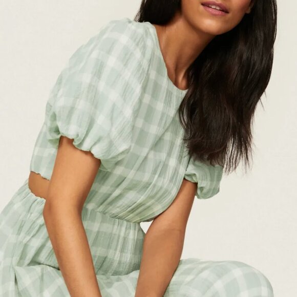 Show Me Your Mumu Eloise Plaid Cut-Out Green Maxi Dress Size XS - Picture 6 of 12